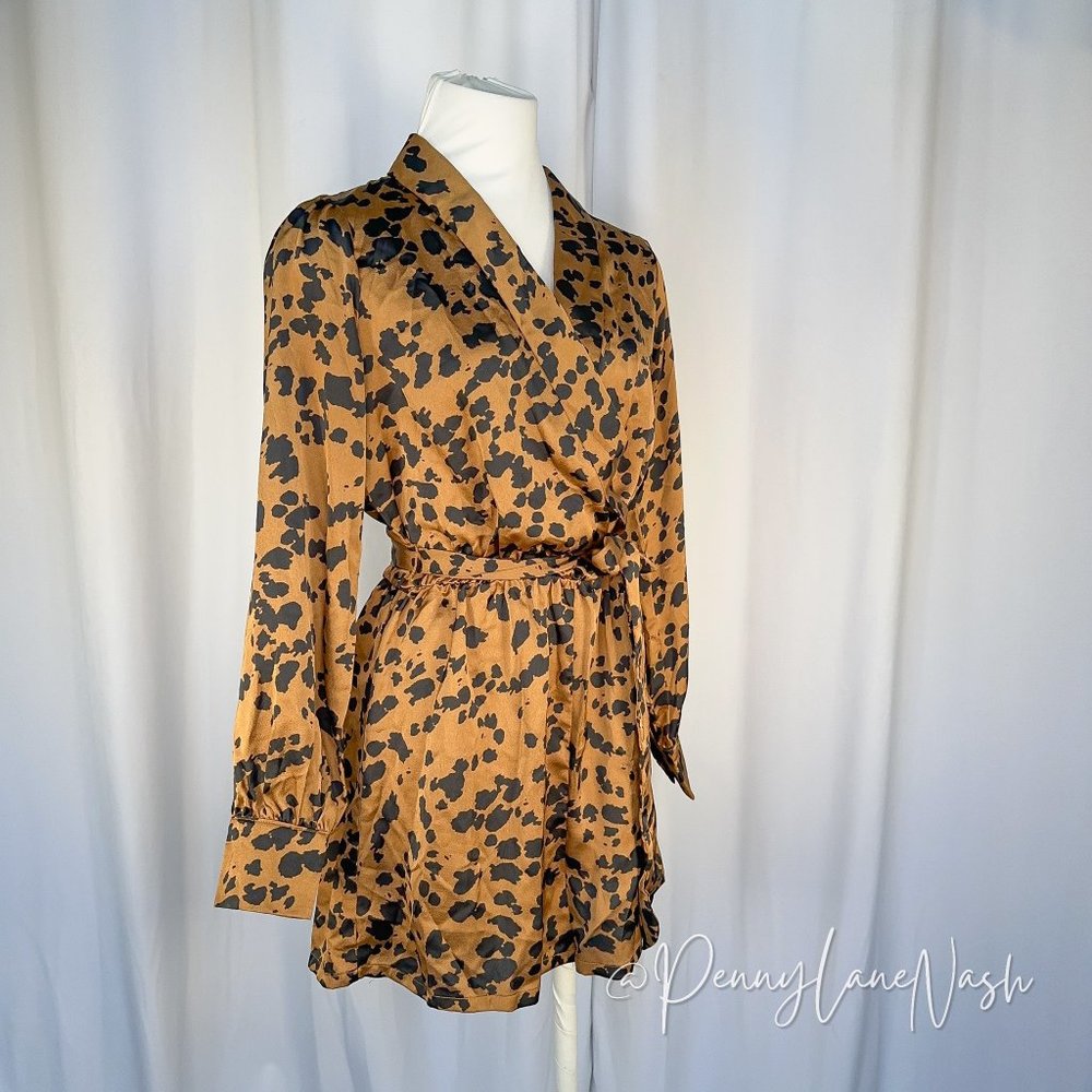 LUSH Leopard Print Romper In Caramel Black - Picture 3 of 11